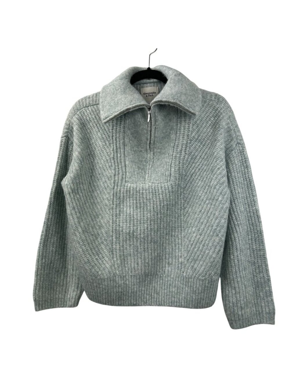 Abercrombie Fitch  Quarter Zip Sweater Womens Small Light Green Ribbed Knit NWT